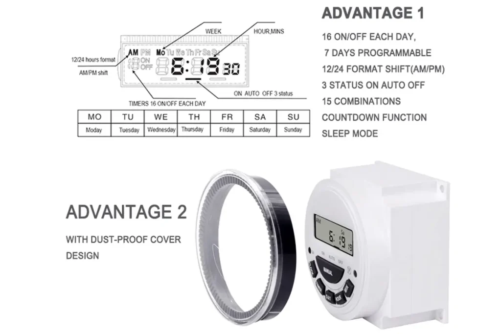 Moreday TB-619-2 Programmable Digital Timer Switch User-friendly Interface