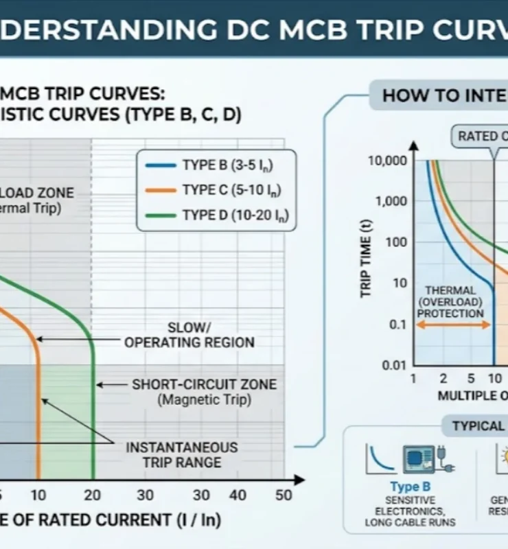 DC MCB Trip Curves Explained Type B, C & D — Which One Does Your System Really Need