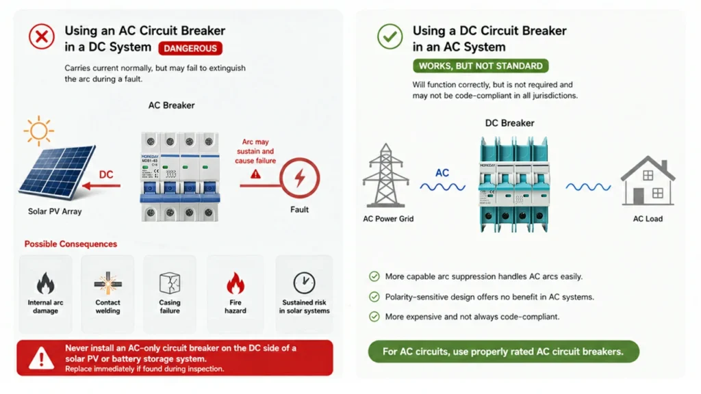 Can AC and DC Circuit Breakers Be Used Interchangeably