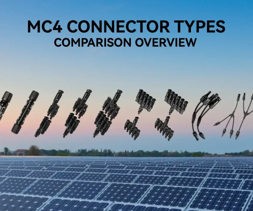 MC4 connector types comparison — standard, fused, diode, T-branch, Y-branch
