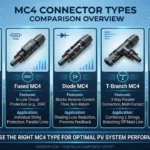 MC4 connector types comparison — standard, fused, diode, T-branch, Y-branch