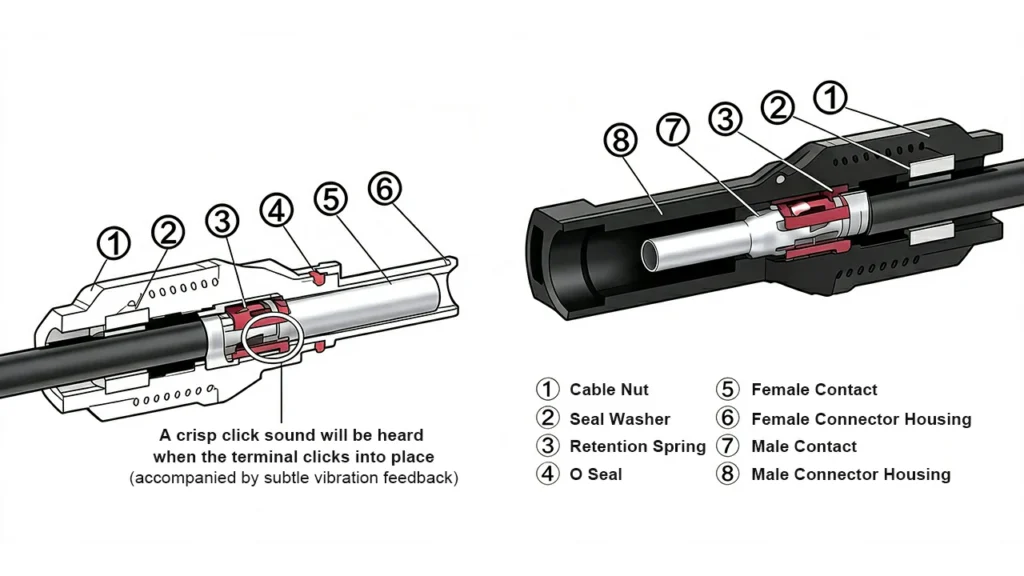 mc4 connector pin tolerance spring contact geometry diagram