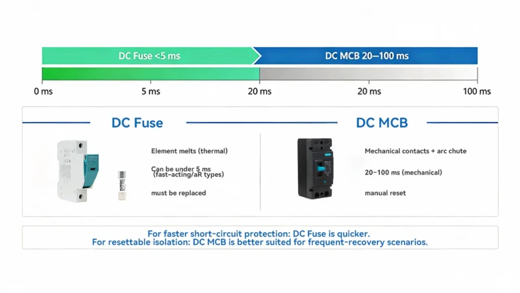 DC MCB vs DC Fuse response time comparison