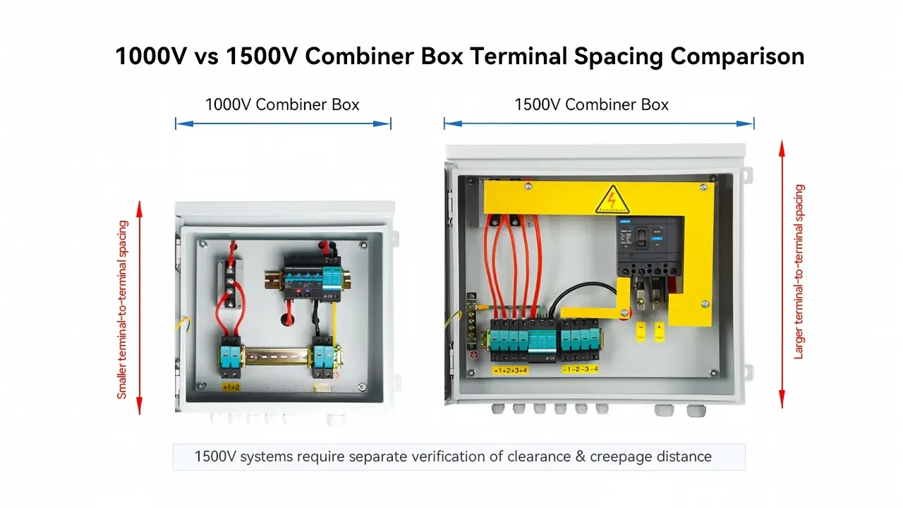 Combiner box 1000V vs 1500V comparison