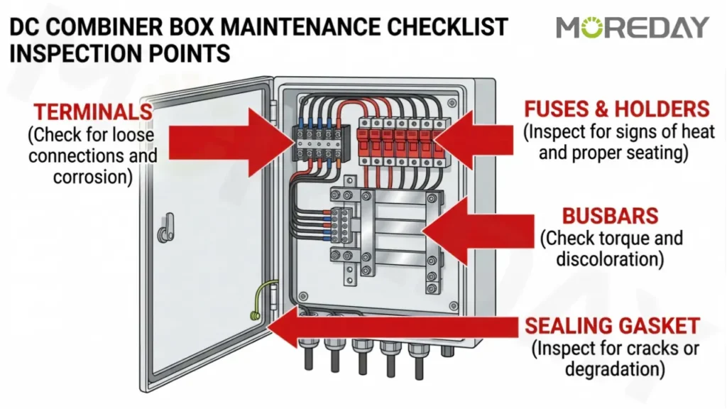 DC Combiner Box Maintenance Checklist inspection diagram