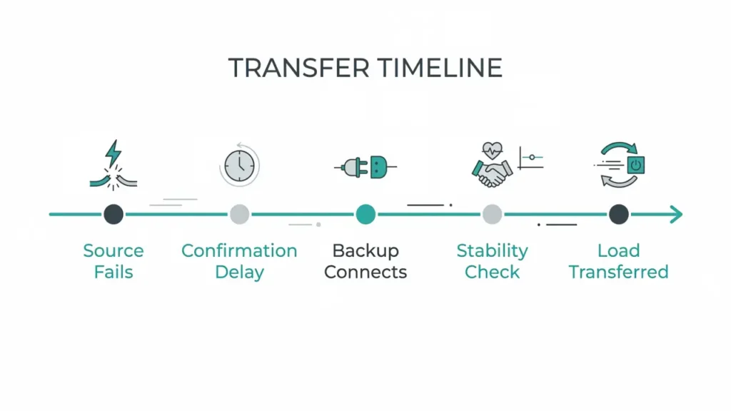 Automatic transfer switch timing sequence