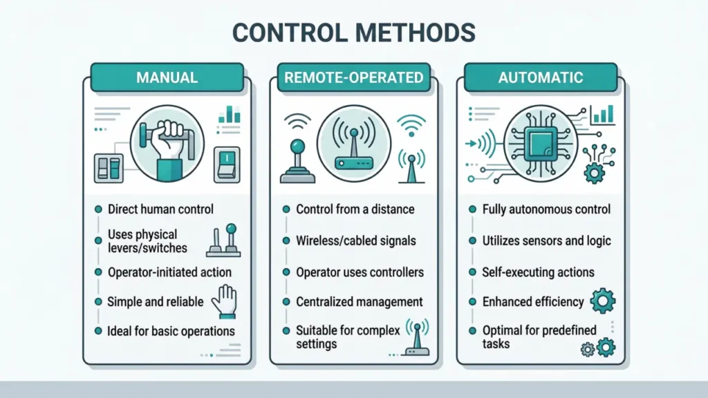 Manual, remote-operated and automatic transfer switch comparison