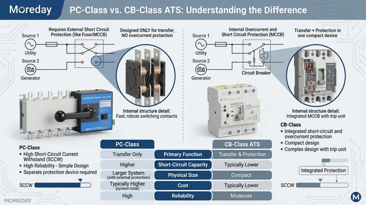 PC class vs CB class ATS internal structure comparison