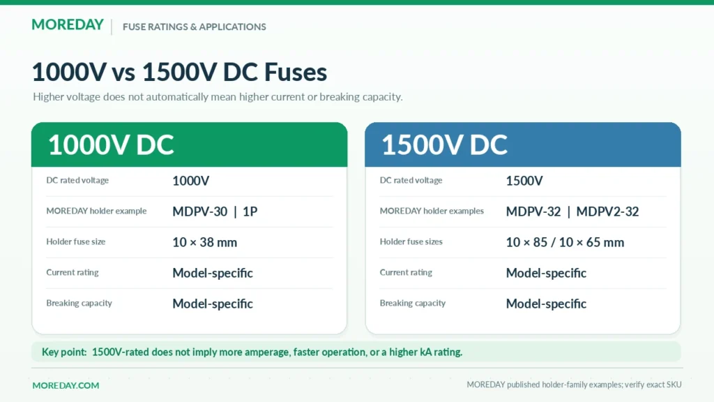 Technical comparison of 1000V and 1500V photovoltaic fuses