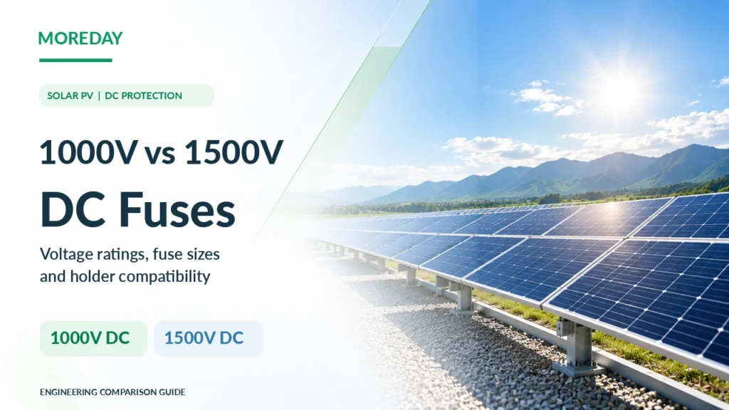MOREDAY 1000V and 1500V DC fuses and holders for solar PV systems