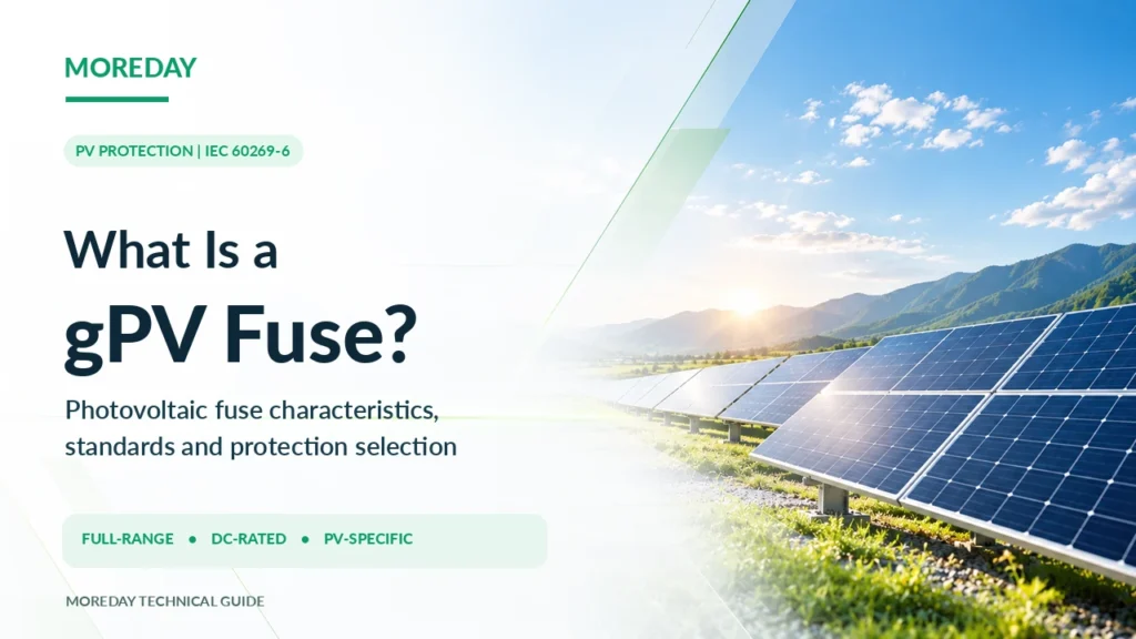 MOREDAY gPV photovoltaic fuse links for 1000V and 1500V DC solar systems